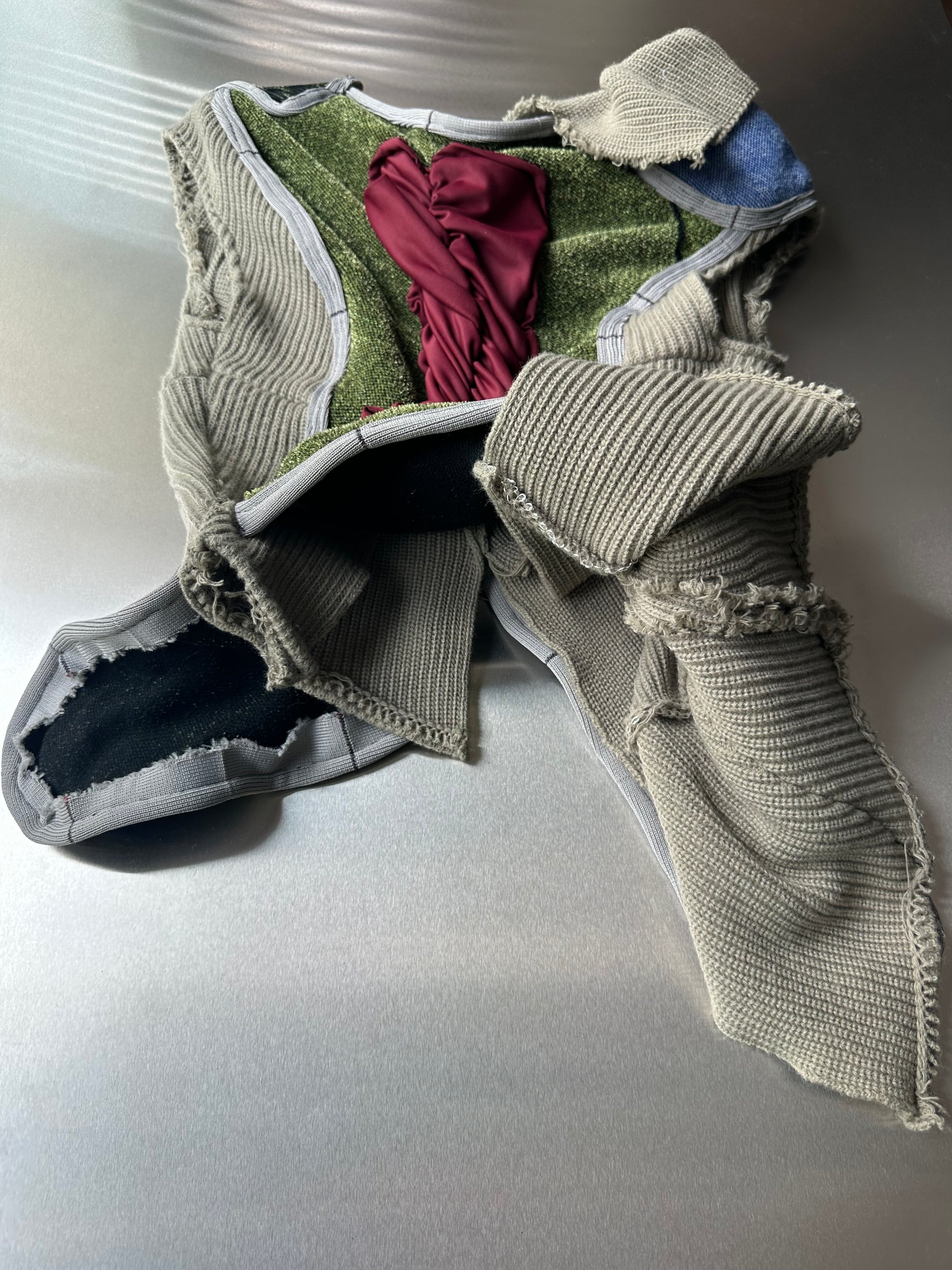 Irregular Sculptural Patchwork Knit Stretch Vest