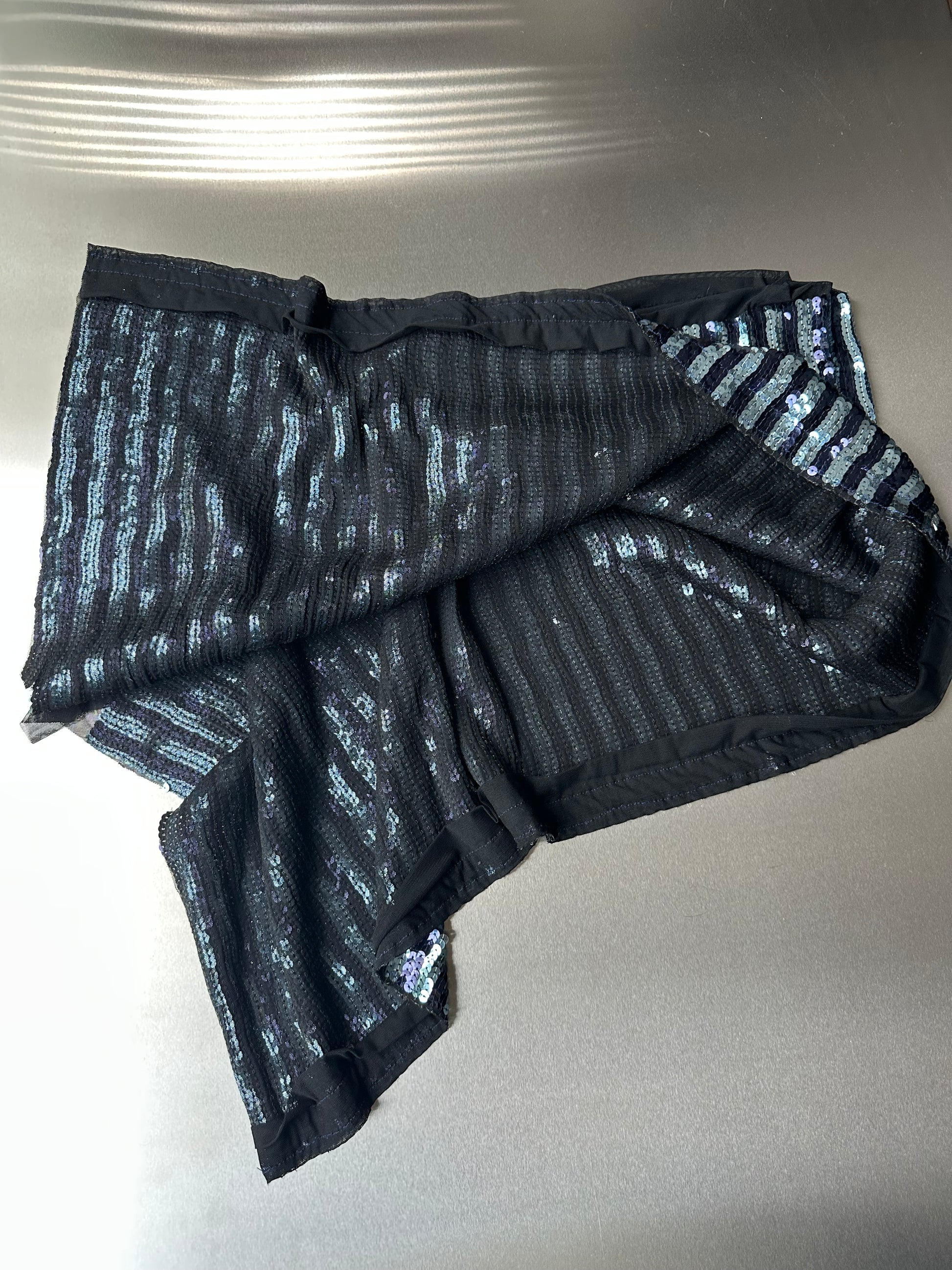 Asymmetric Stretch Sequin Skirt