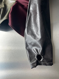 Asymmetric Draped Faux Leather &amp; Satin Sculptural Jacket