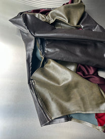 Asymmetric Draped Faux Leather &amp; Satin Sculptural Jacket