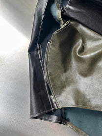 Asymmetric Draped Faux Leather &amp; Satin Sculptural Jacket