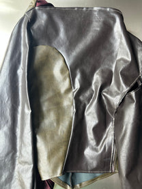 Asymmetric Draped Faux Leather &amp; Satin Sculptural Jacket