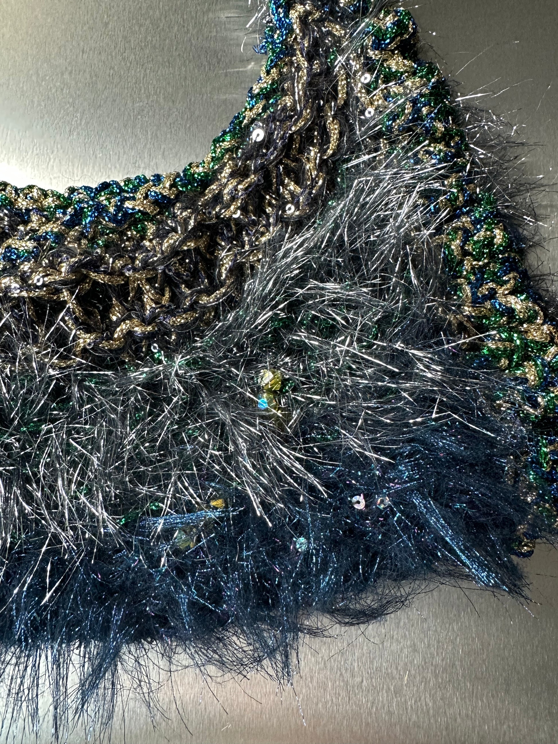 Hand-Crocheted Metallic Fibre Sculptural Handbag