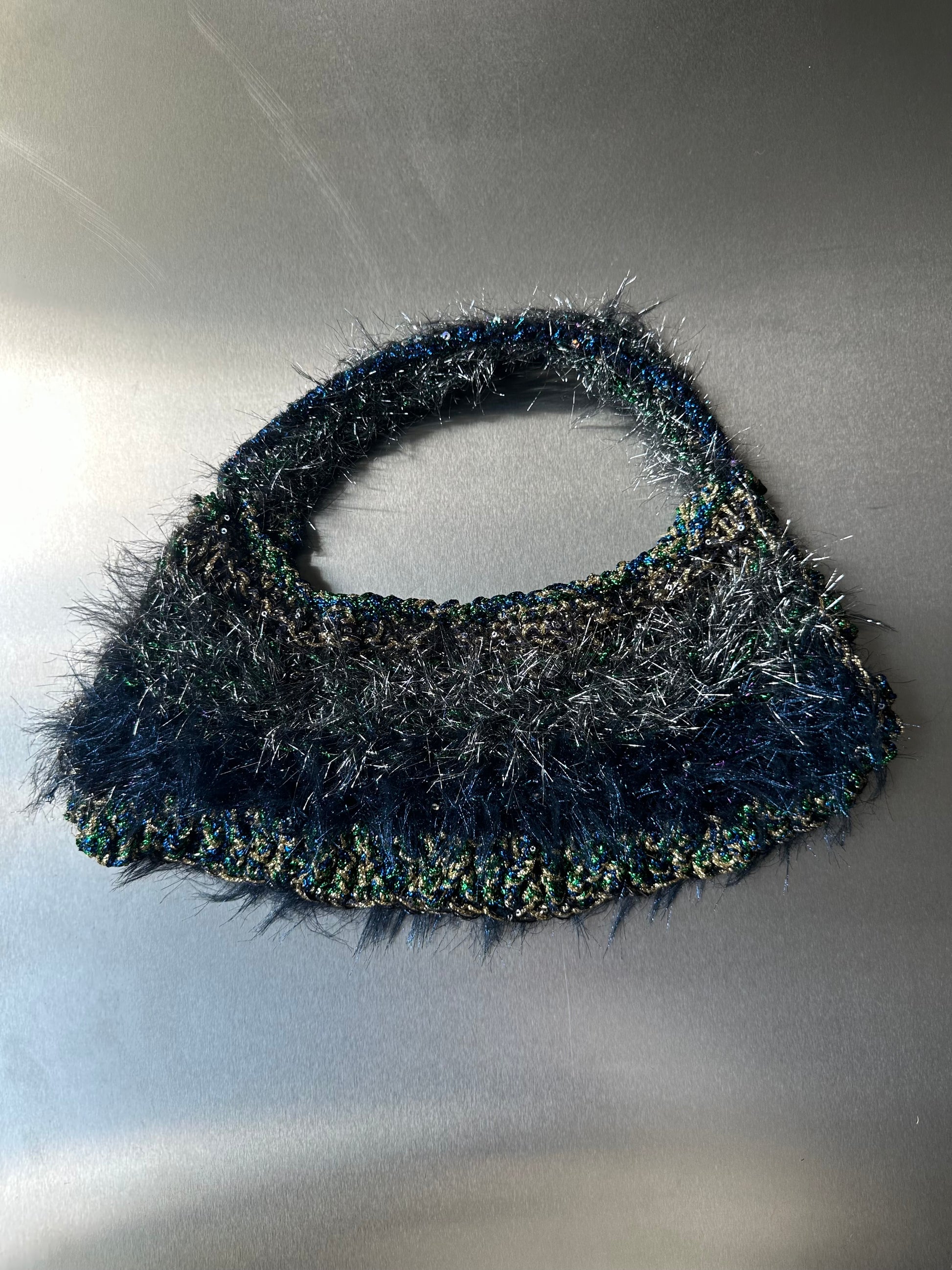 Hand-Crocheted Metallic Fibre Sculptural Handbag