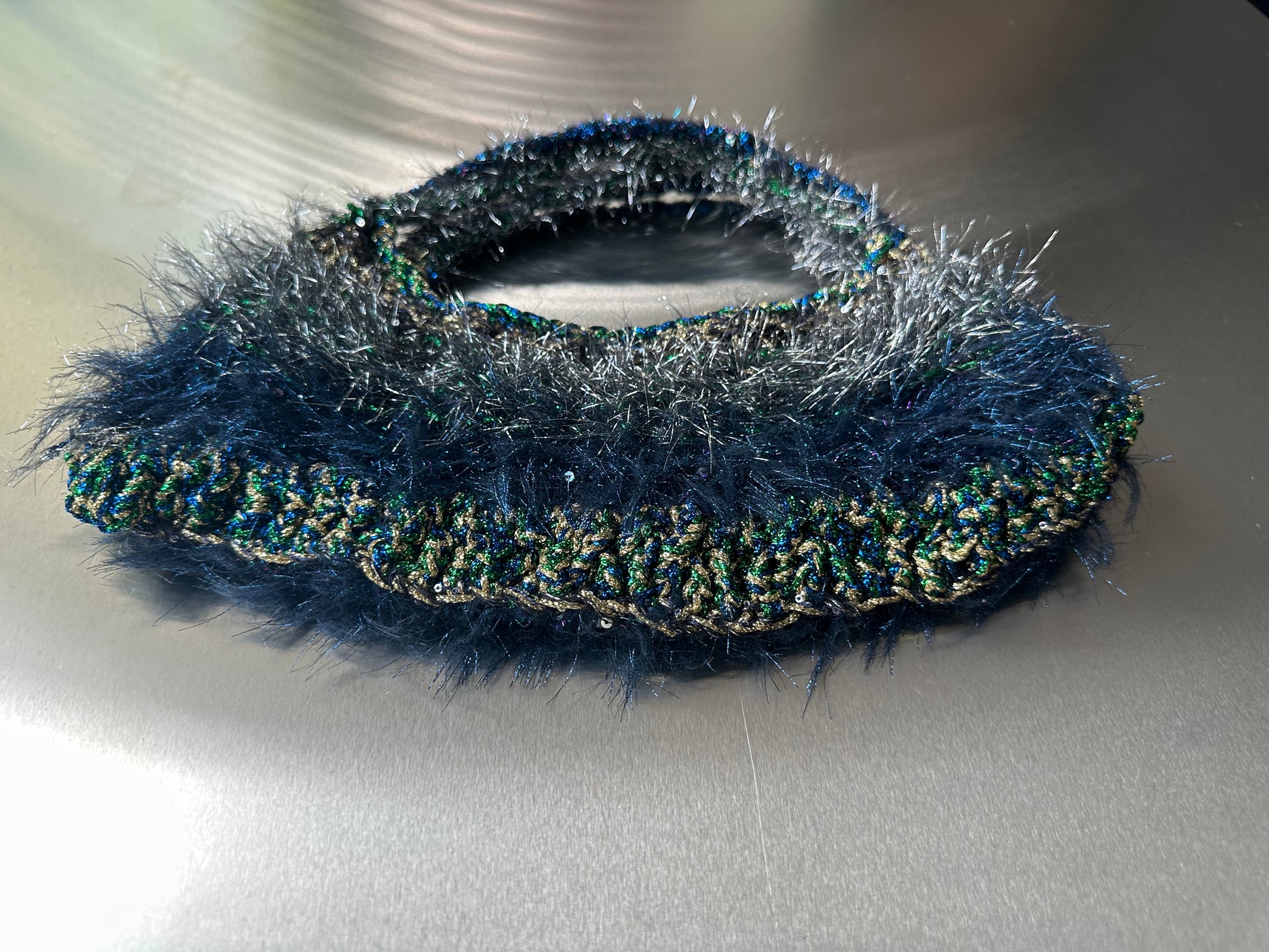 Hand-Crocheted Metallic Fibre Sculptural Handbag