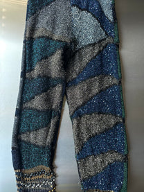 Look 5: Lucid Weaver (Couture Hand-Beaded Geometric Knit Trousers)