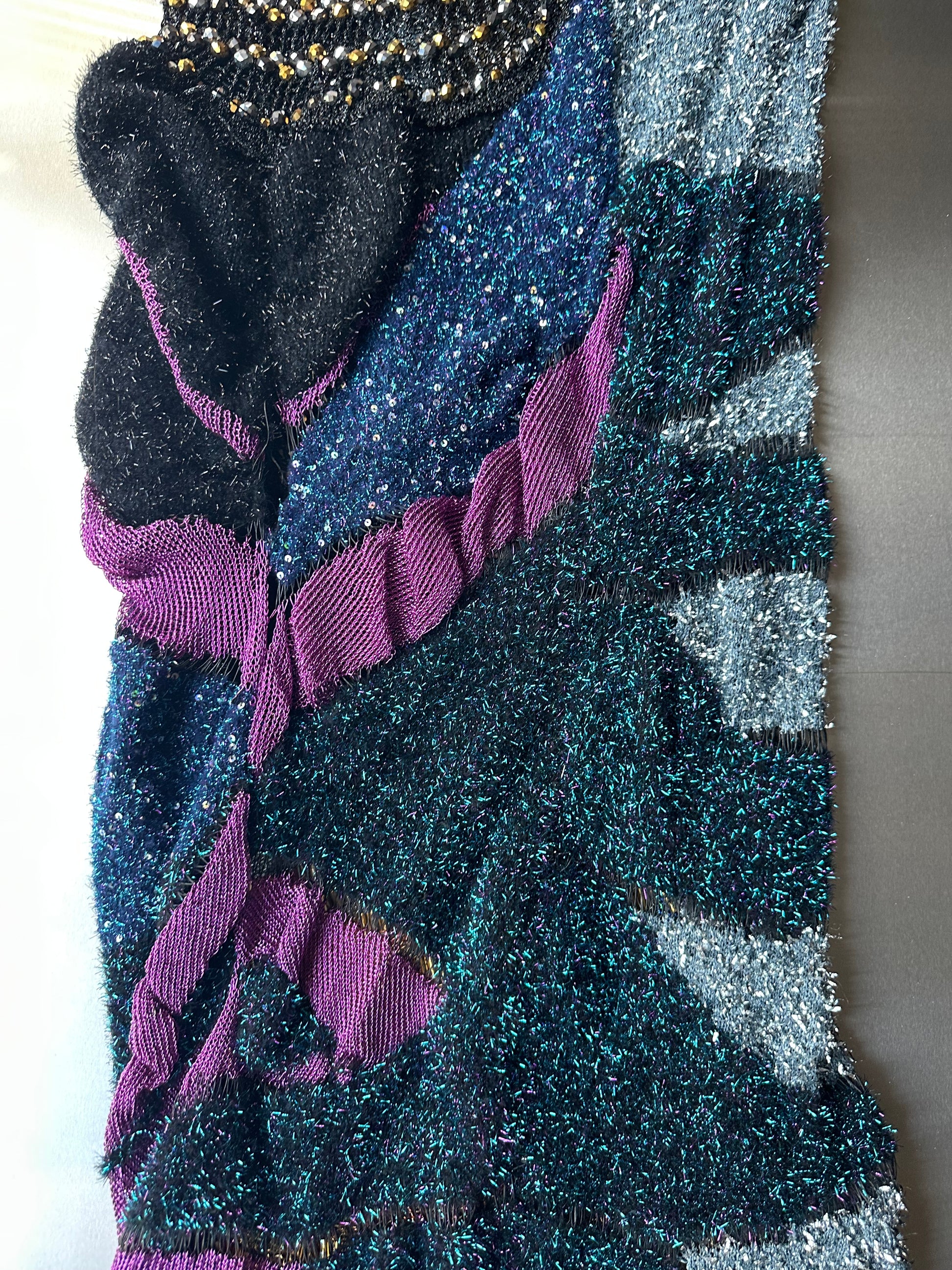 Look 3: Signal Seeker (One-of-One Asymmetric Butterfly-Inspired Hand-Knitted Couture Dress)