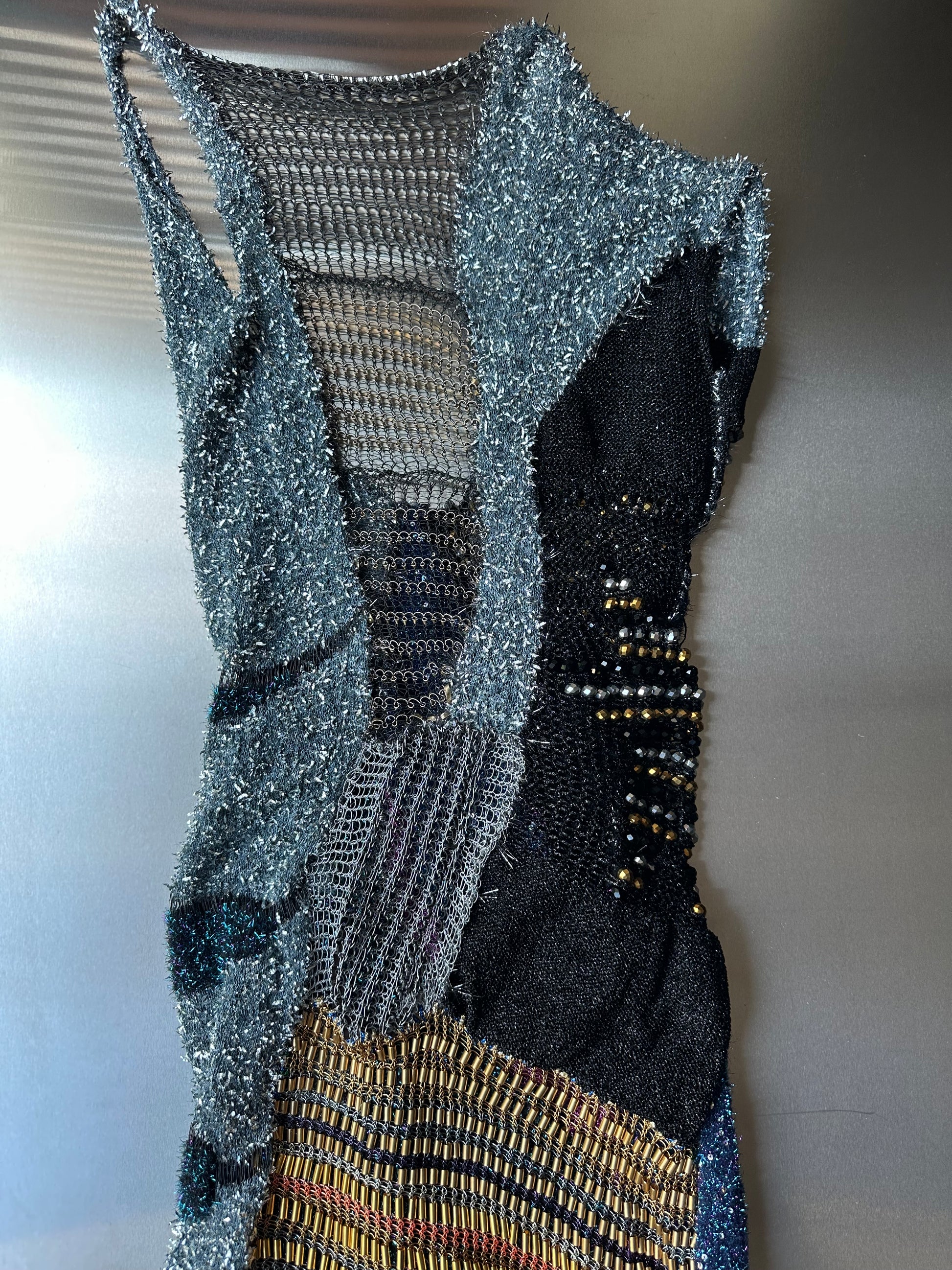 Look 3: Signal Seeker (One-of-One Asymmetric Butterfly-Inspired Hand-Knitted Couture Dress)