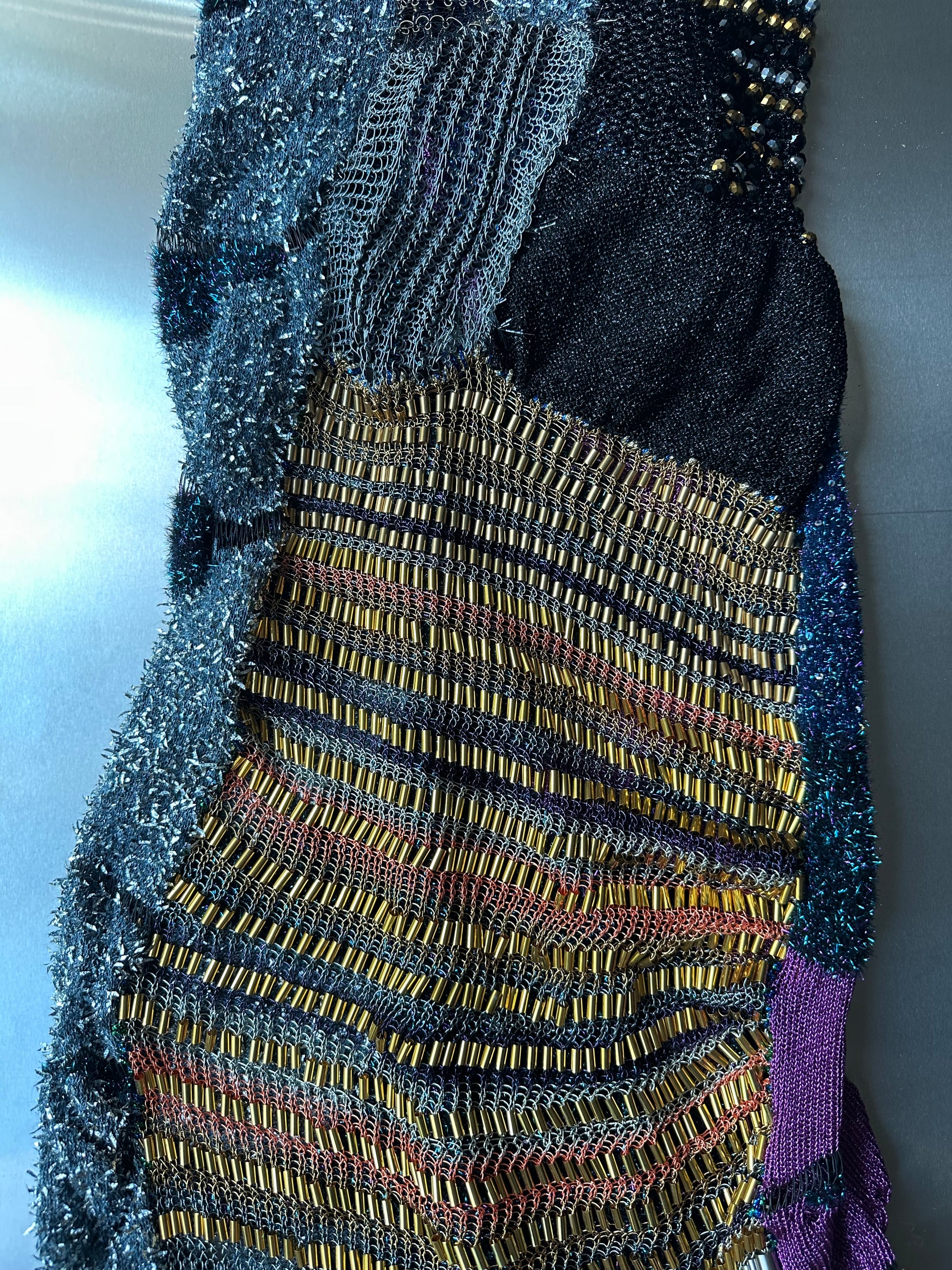 Look 3: Signal Seeker (One-of-One Asymmetric Butterfly-Inspired Hand-Knitted Couture Dress)