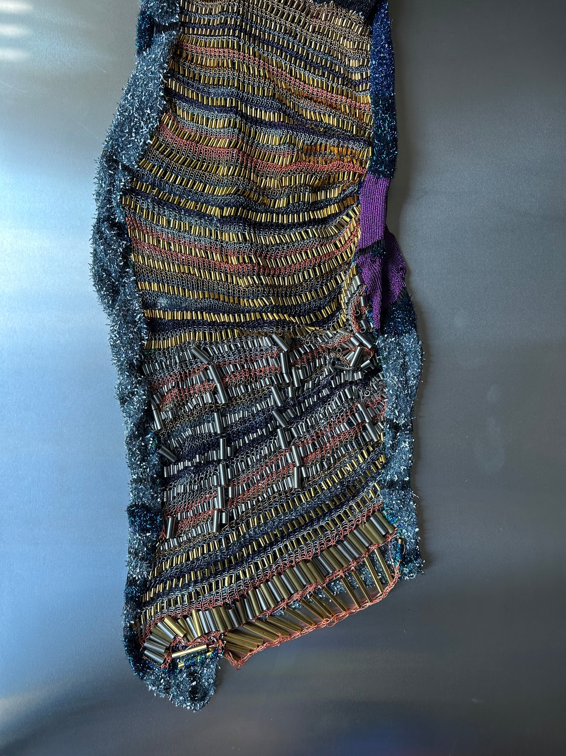 Look 3: Signal Seeker (One-of-One Asymmetric Butterfly-Inspired Hand-Knitted Couture Dress)