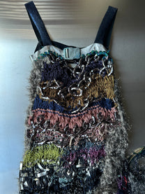 Look 4: Netborn Oracle (One-of-One Hand-Knitted Metal Chain Sculptural Boning Dress)
