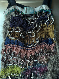 Look 4: Netborn Oracle (One-of-One Hand-Knitted Metal Chain Sculptural Boning Dress)