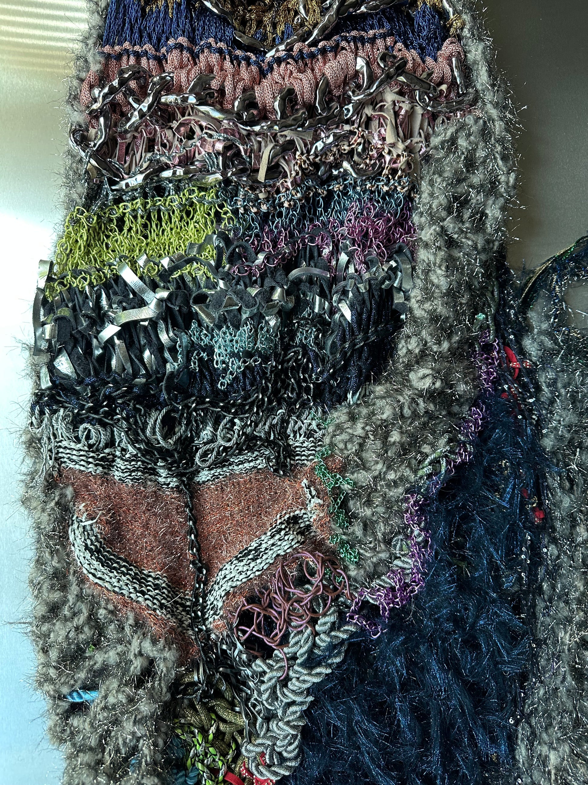Look 4: Netborn Oracle (One-of-One Hand-Knitted Metal Chain Sculptural Boning Dress)