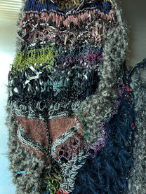 Look 4: Netborn Oracle (One-of-One Hand-Knitted Metal Chain Sculptural Boning Dress)