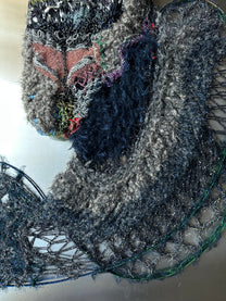 Look 4: Netborn Oracle (One-of-One Hand-Knitted Metal Chain Sculptural Boning Dress)