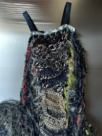 Look 4: Netborn Oracle (One-of-One Hand-Knitted Metal Chain Sculptural Boning Dress)