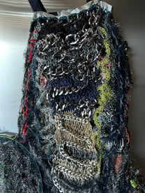Look 4: Netborn Oracle (One-of-One Hand-Knitted Metal Chain Sculptural Boning Dress)