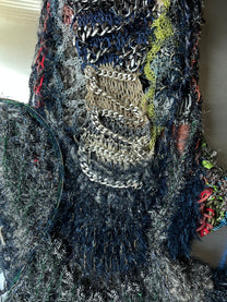 Look 4: Netborn Oracle (One-of-One Hand-Knitted Metal Chain Sculptural Boning Dress)
