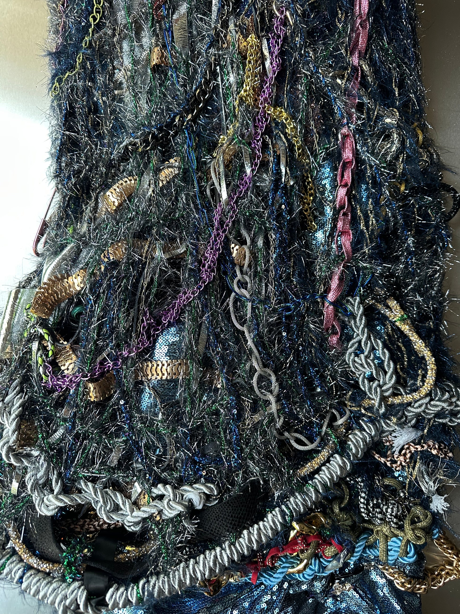 Look 1: Starforged Carapace (One-of-One Hand-Crocheted Metal Mixed-Media Couture Dress)