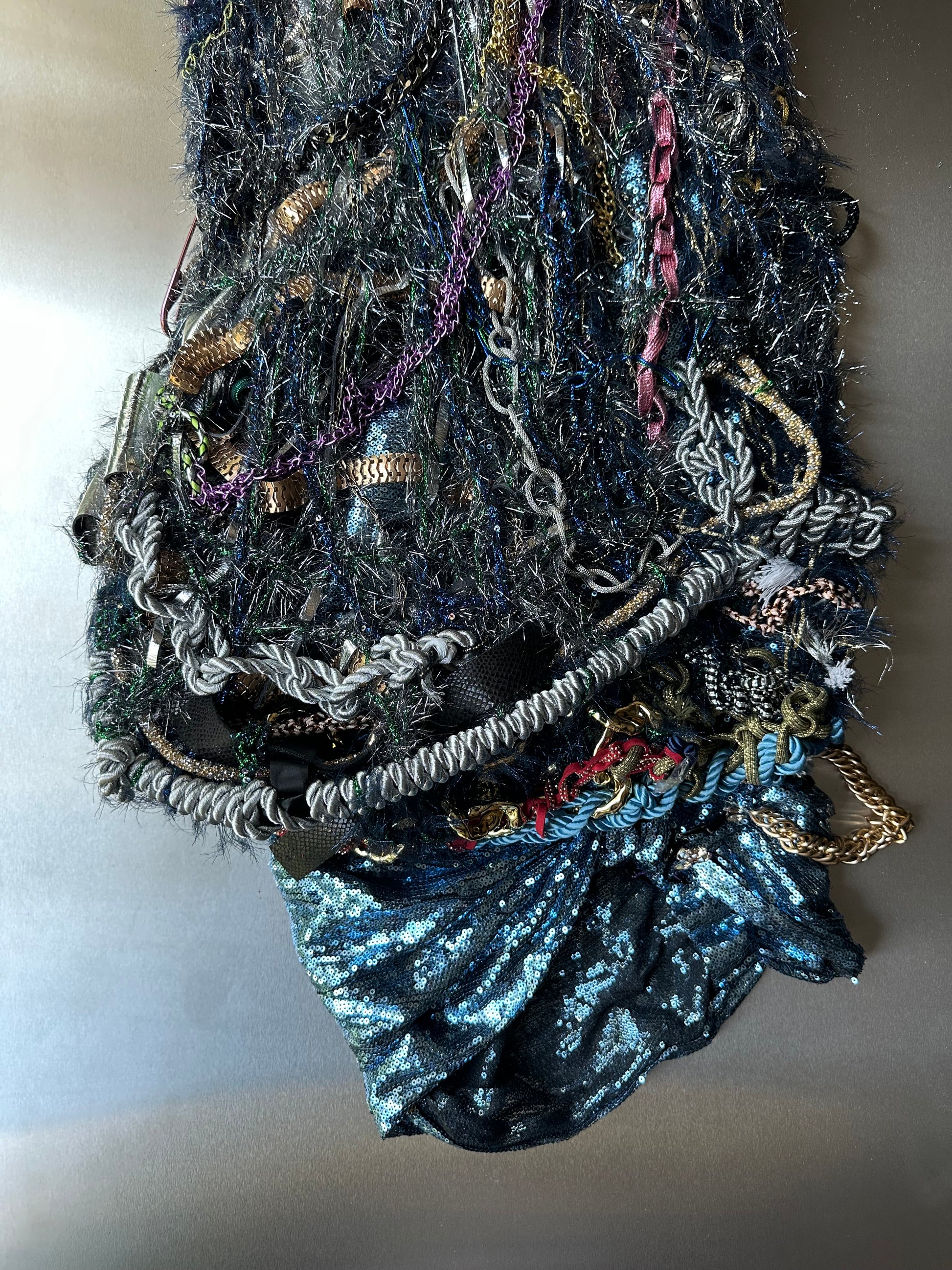 Look 1: Starforged Carapace (One-of-One Hand-Crocheted Metal Mixed-Media Couture Dress)