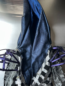 LOOK 7： Quantum Monarch (COSMIC CHEMIRA Metallic Leather Hooded Couture Jacket &amp; Wide Leg Trousers Set)