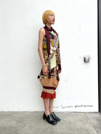 Celestial Bloom Draped Knit-Satin Dress + Matching Scarf