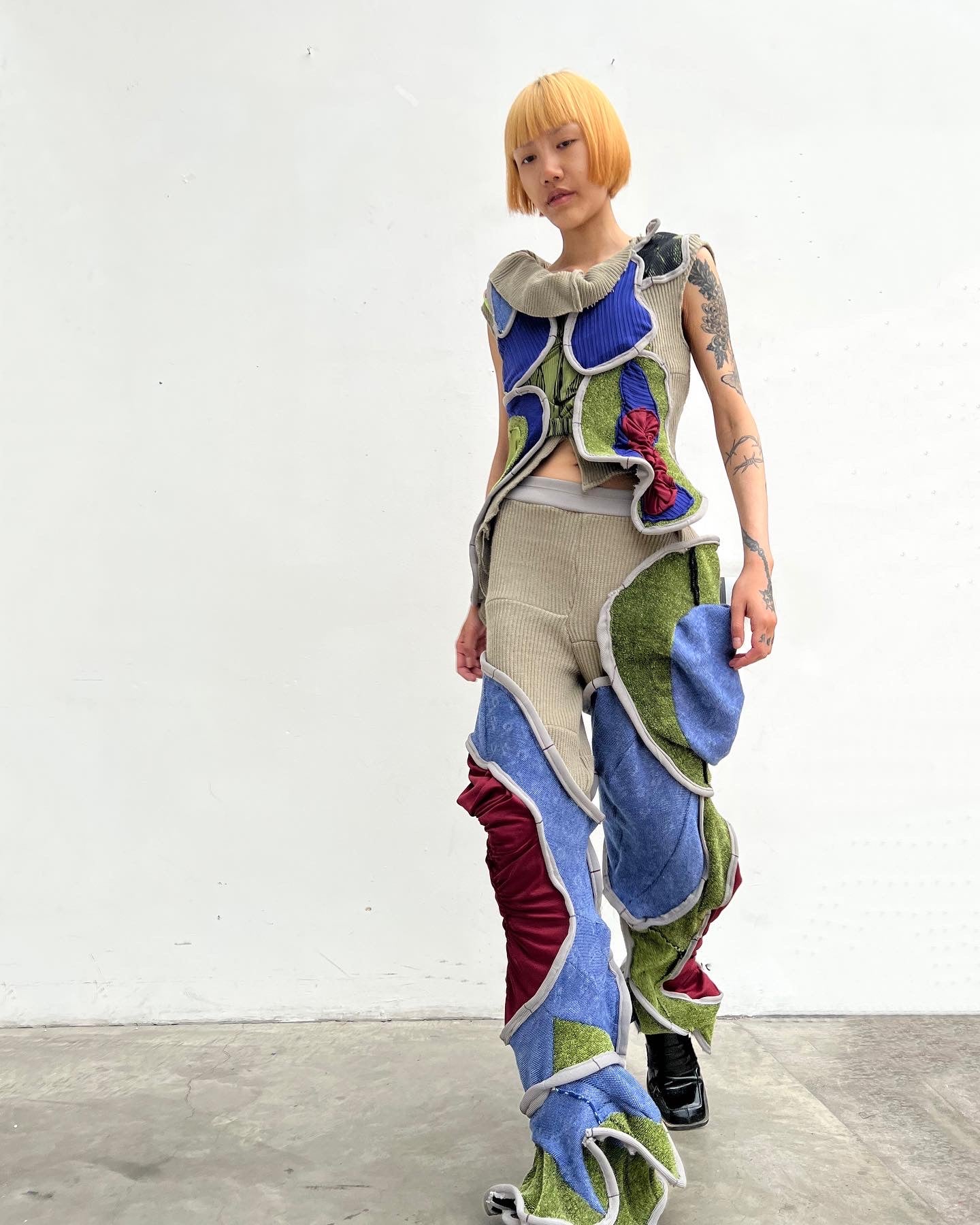 Circular Cut Deconstructed Jersey Vest (Matching Top)