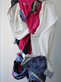 Cosmic Collage Draped Jersey Dress