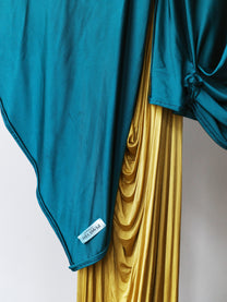 Gold Draped Silk Jersey Dress &amp; Metallic-Edged Hooded Cape Set