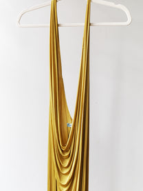 Gold Draped Silk Jersey Dress &amp; Metallic-Edged Hooded Cape Set